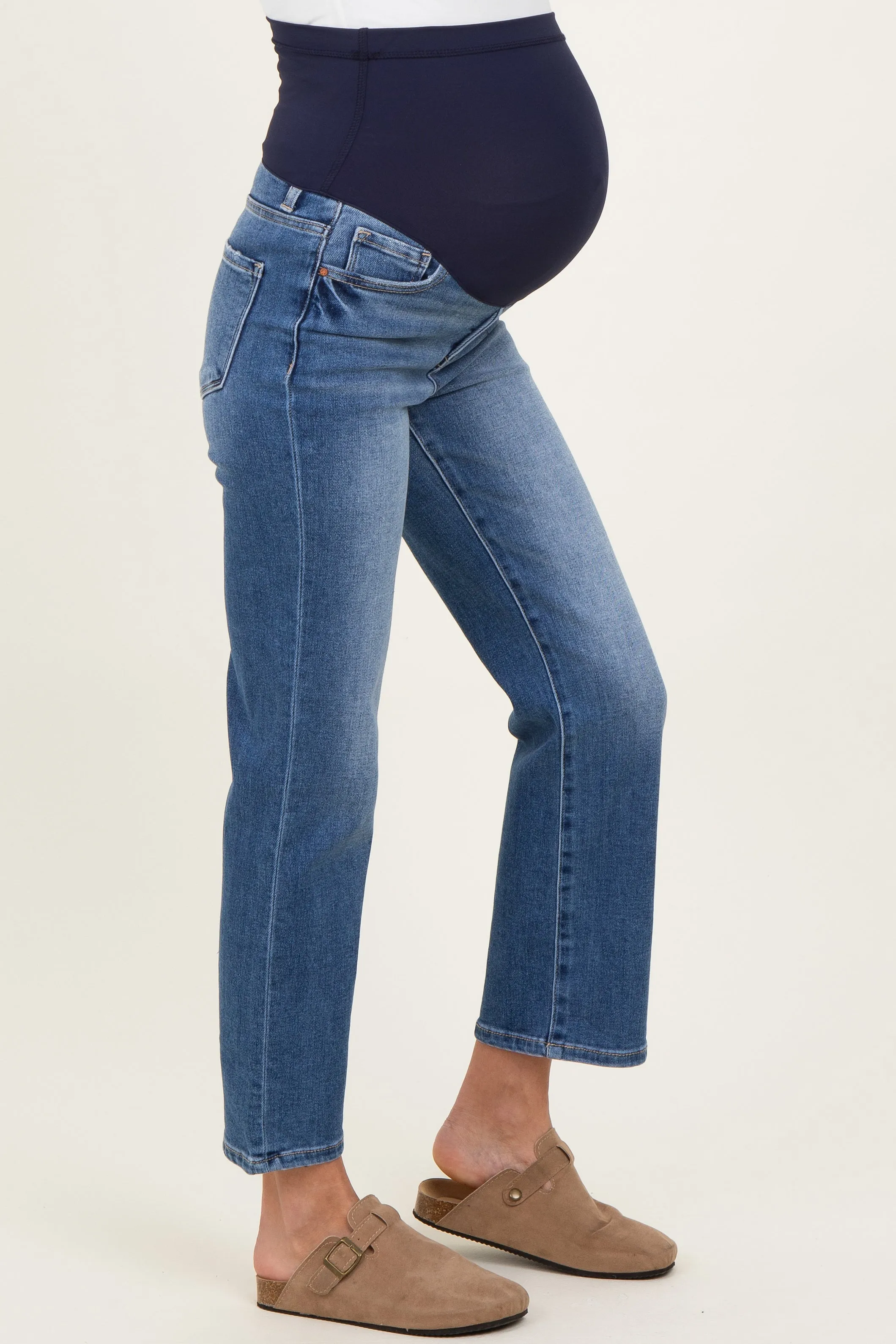 Blue Medium Wash Ankle Straight Leg Maternity Jeans sold by Pinkblush product image thumbnail 4