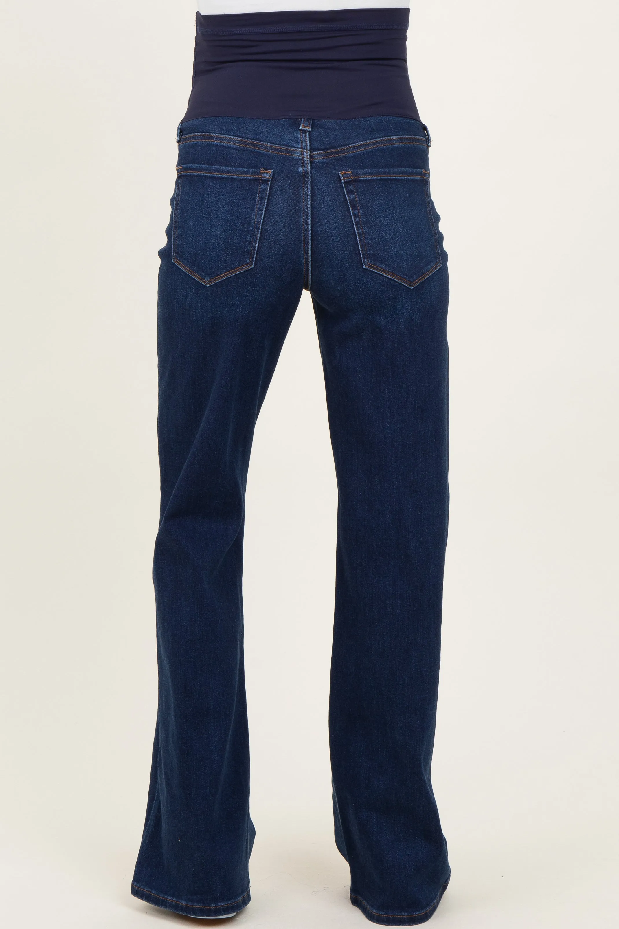 Navy Dark Wash Maternity Flare Jeans sold by Pinkblush product image thumbnail 4