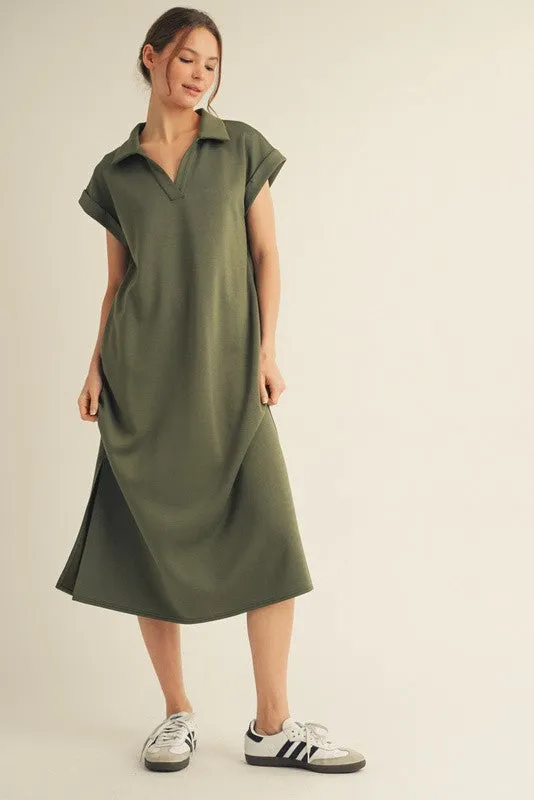 Olive Collared Oversized Maternity Midi Dress sold by Pinkblush product image thumbnail 3