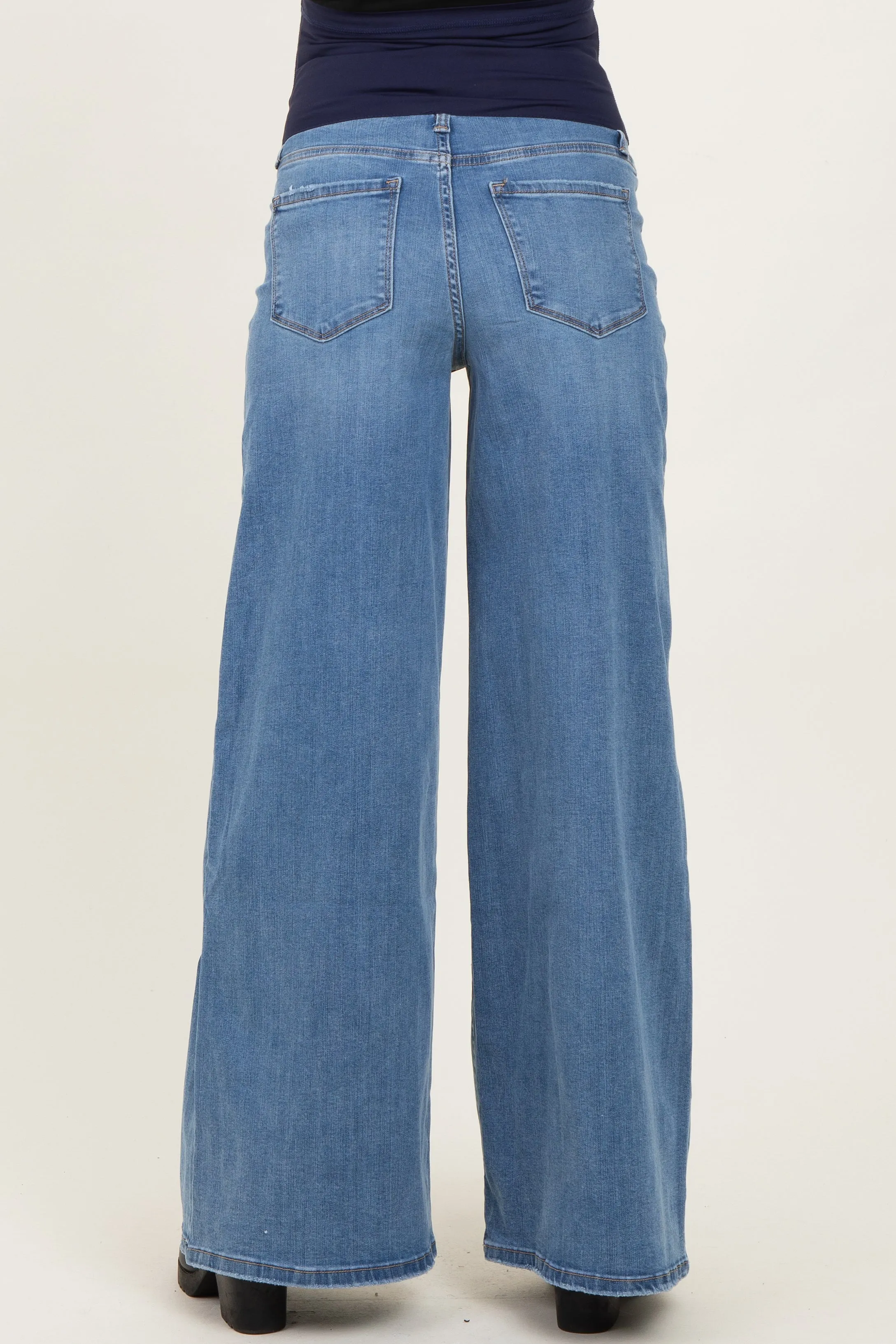Blue Palazzo Wide Leg Maternity Jeans sold by Pinkblush product image thumbnail 5