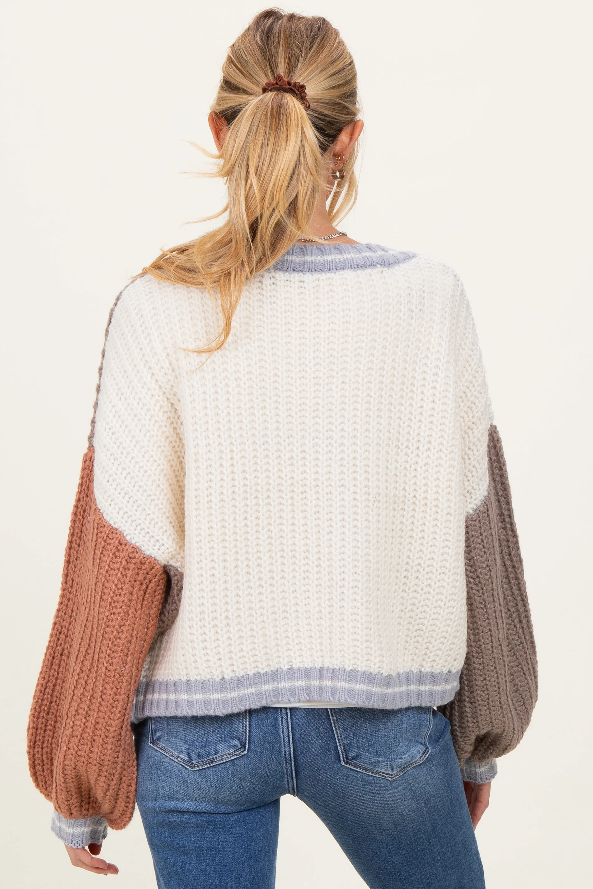 Cream/Mocha Oversized Color Block Maternity Cardigan sold by Pinkblush product image thumbnail 4