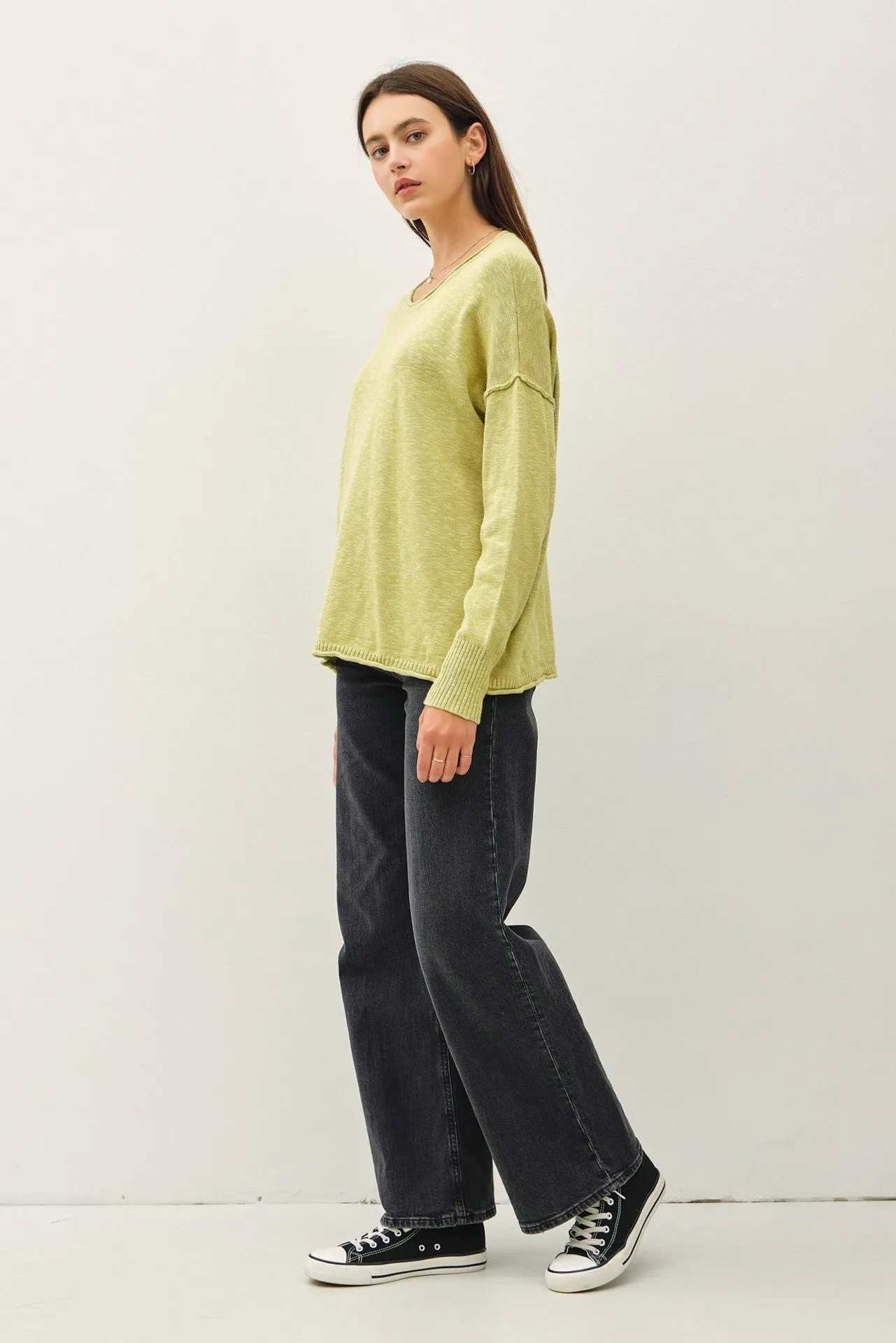 Lime Heather Unfinished Hem Sweater sold by Pinkblush product image thumbnail 3