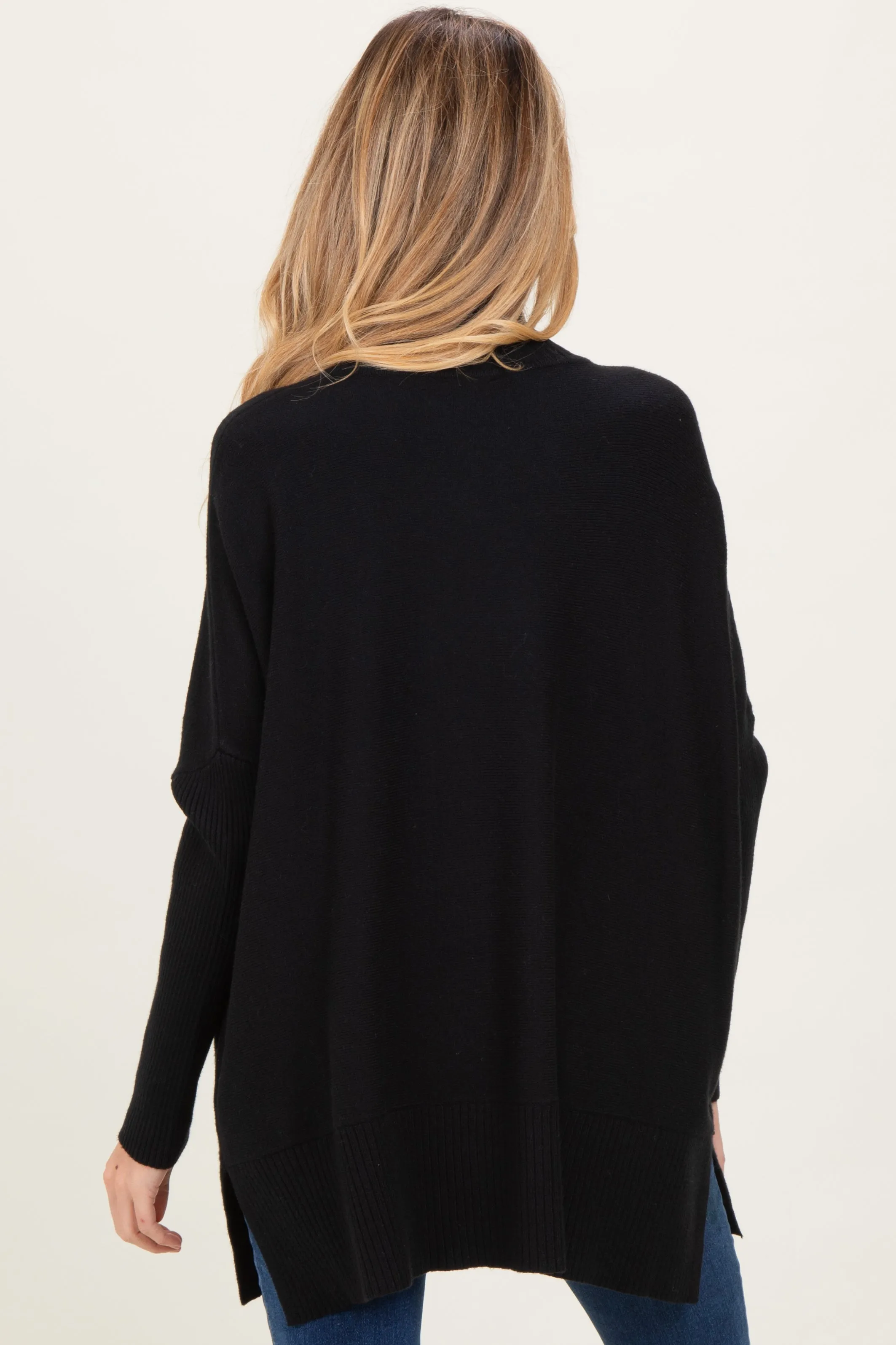 Black Mock Neck Oversized Sir Slit Maternity Sweater Top sold by Pinkblush product image thumbnail 4