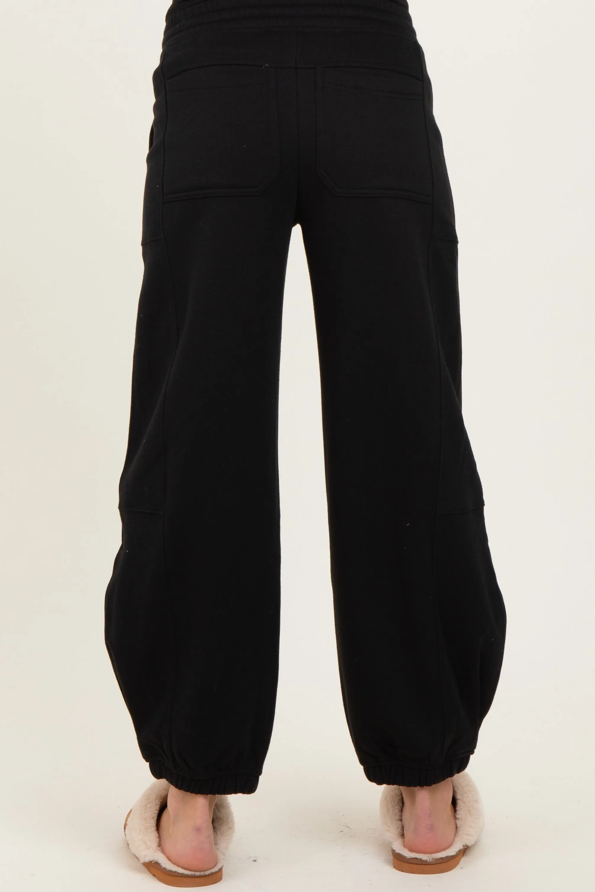 Black Multi Seam Fleece Maternity Sweatpants sold by Pinkblush product image thumbnail 4