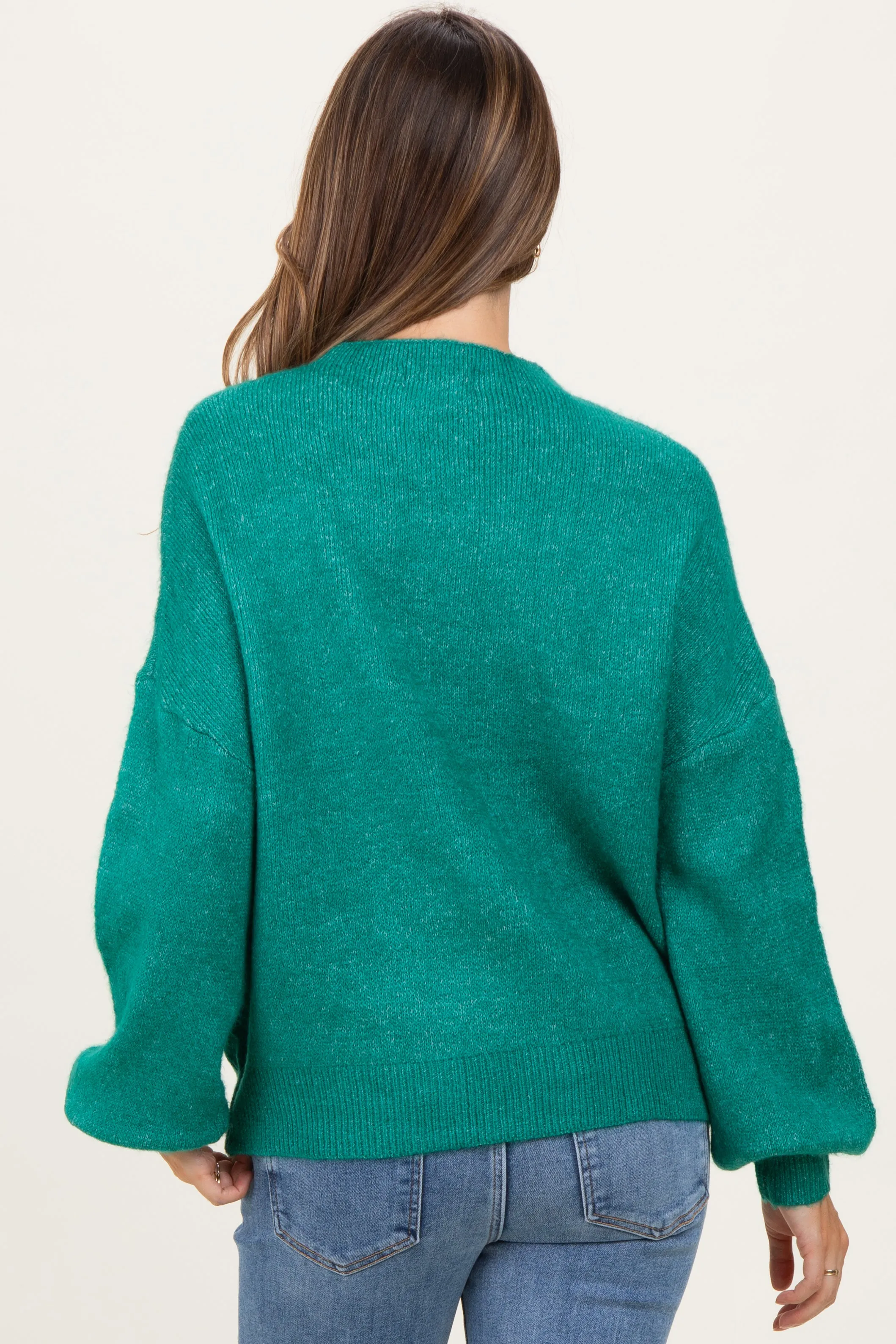 Forest Green Bubble Sleeve Maternity Sweater sold by Pinkblush product image thumbnail 4