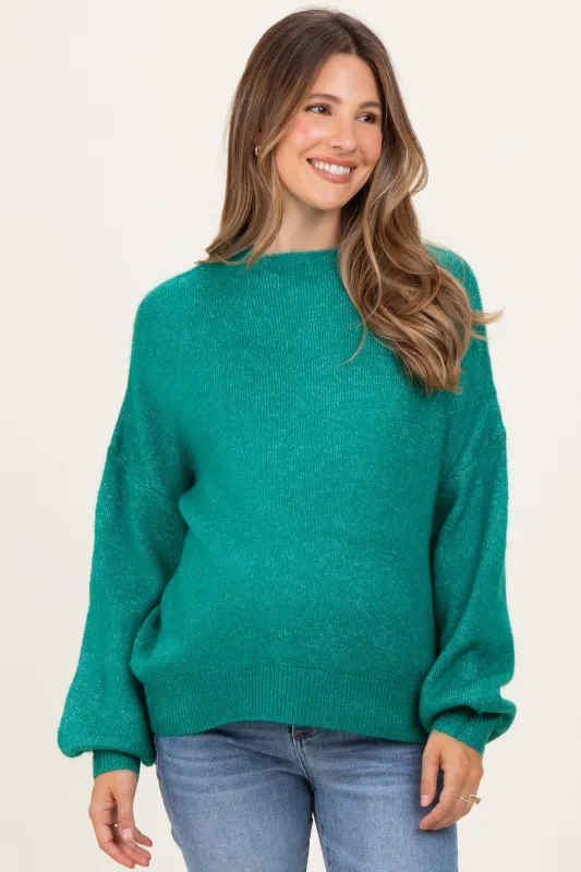 Forest Green Bubble Sleeve Maternity Sweater made by Miracle
