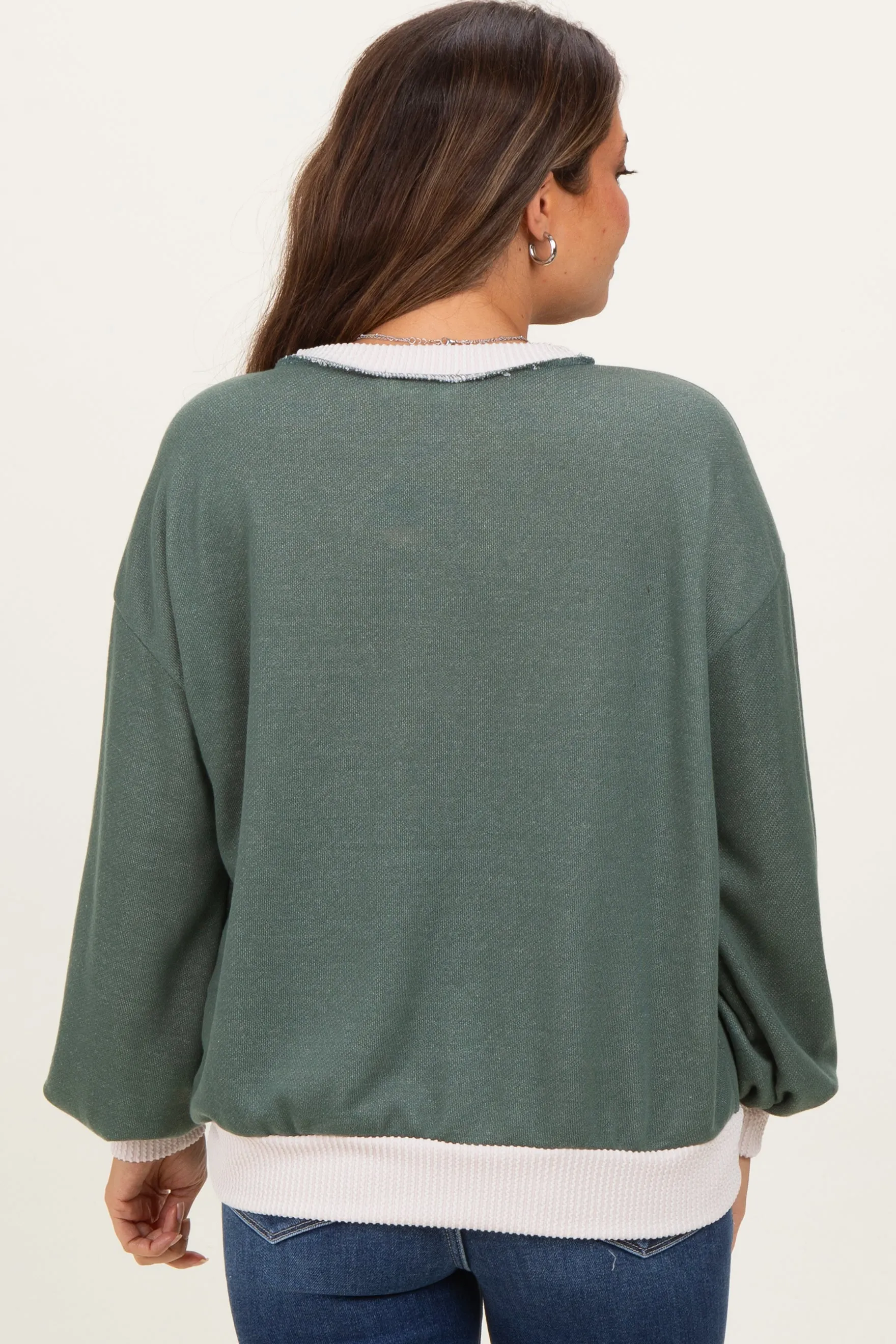Olive French Terry Maternity Sweatshirt sold by Pinkblush product image thumbnail 4