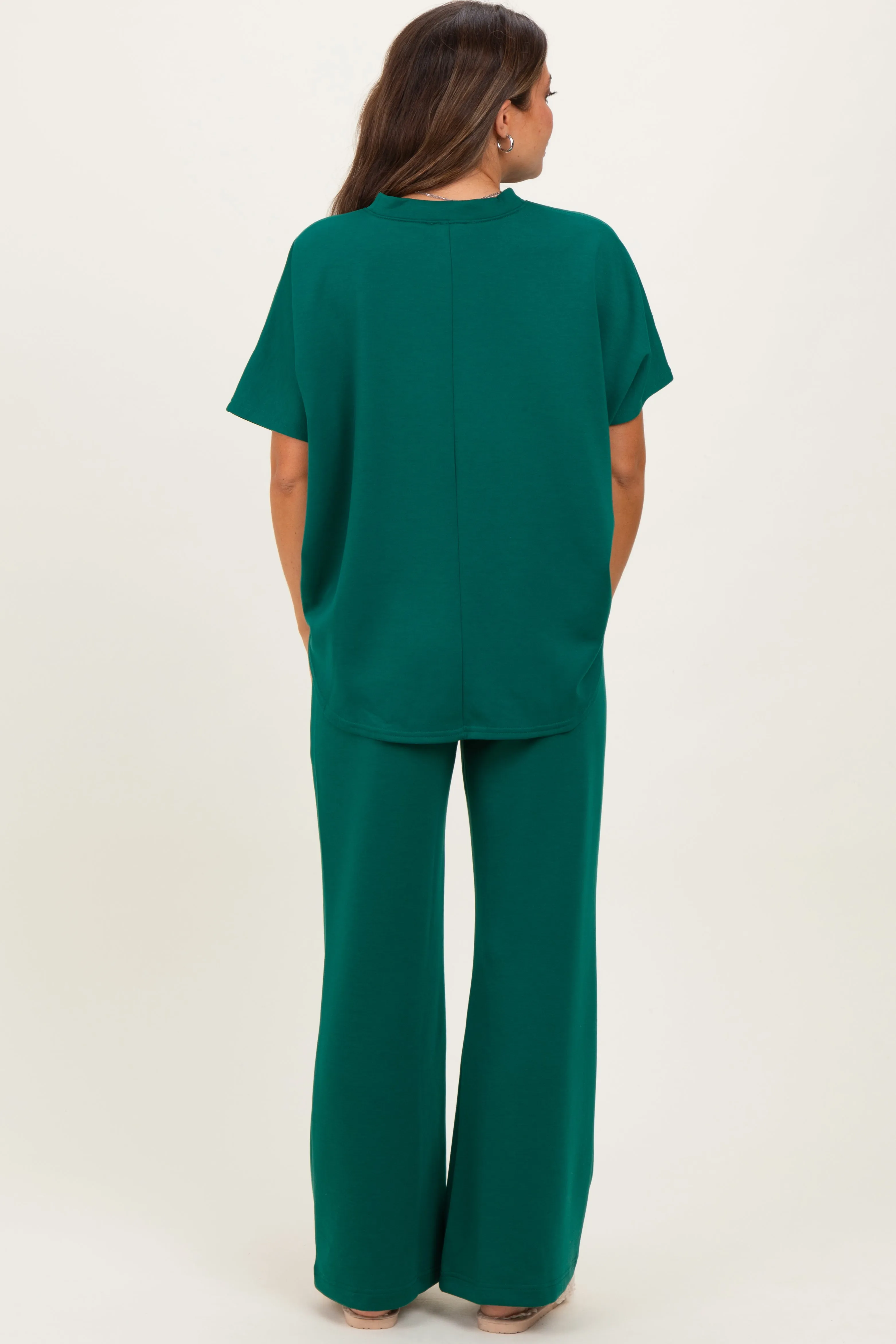 Hunter Green Curved Hem Tee Pants Maternity Lounge Set sold by Pinkblush product image thumbnail 4