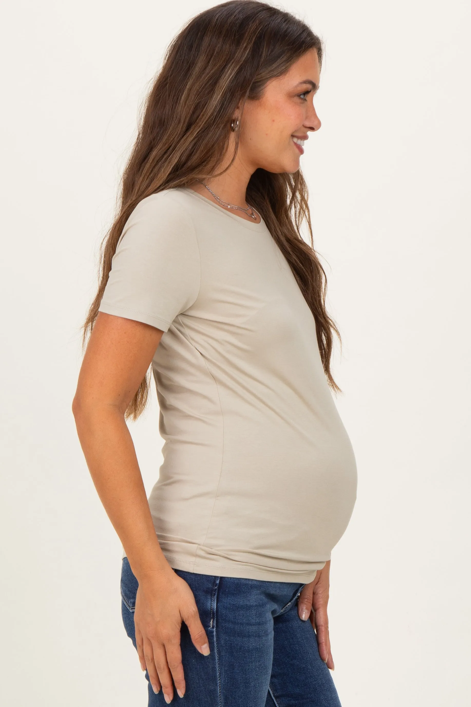 Sage Basic Short Sleeve Maternity Tee sold by Pinkblush product image thumbnail 2