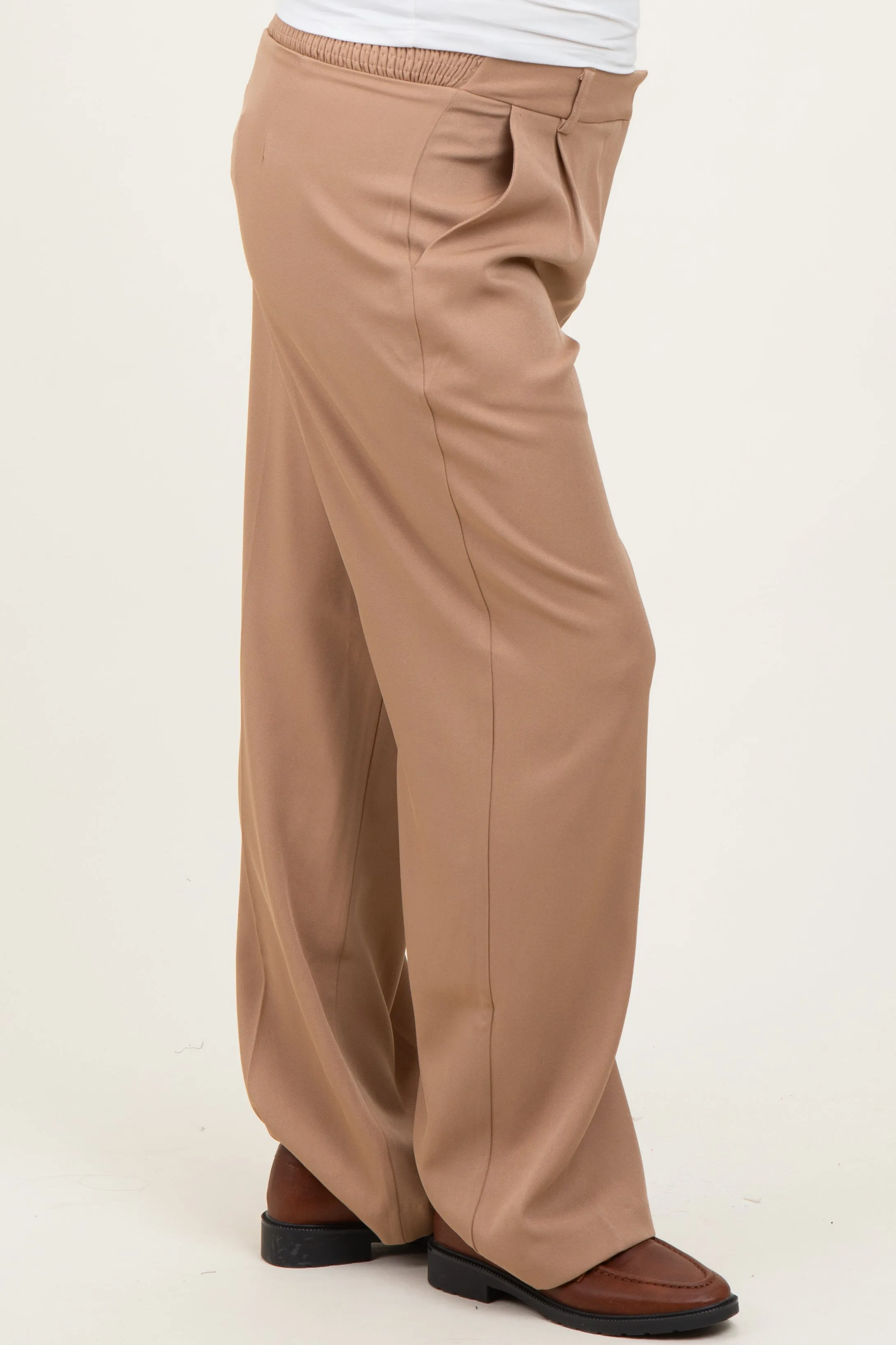 Taupe Wide Leg Maternity Trousers sold by Pinkblush product image thumbnail 2