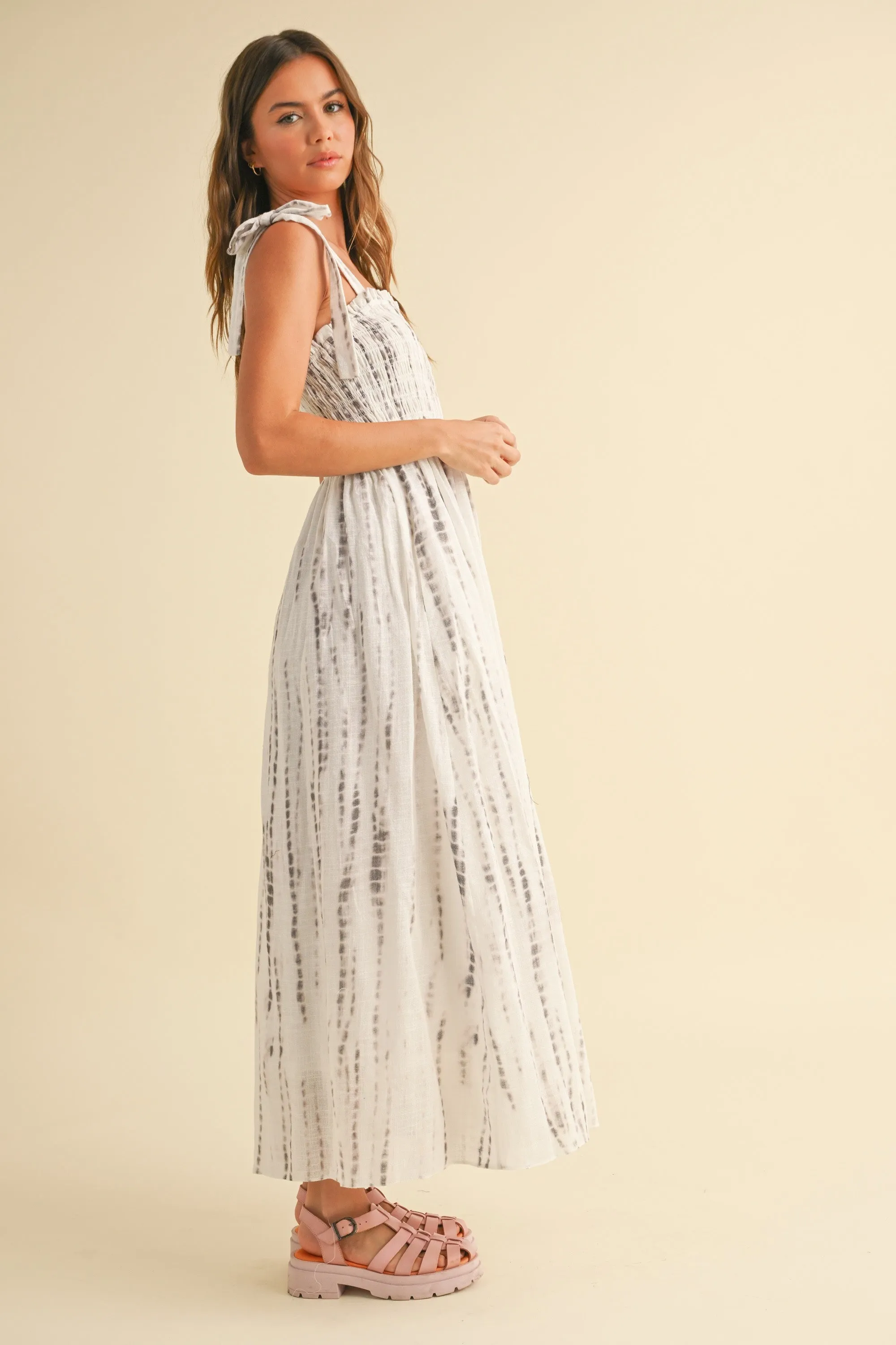 Charcoal Tie Dye Printed Maxi Dress sold by Pinkblush product image thumbnail 2