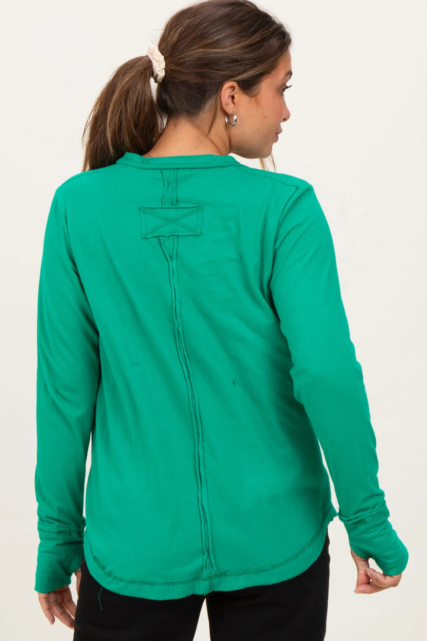 Green Long Sleeve Exposed Seam Maternity Top sold by Pinkblush product image thumbnail 4