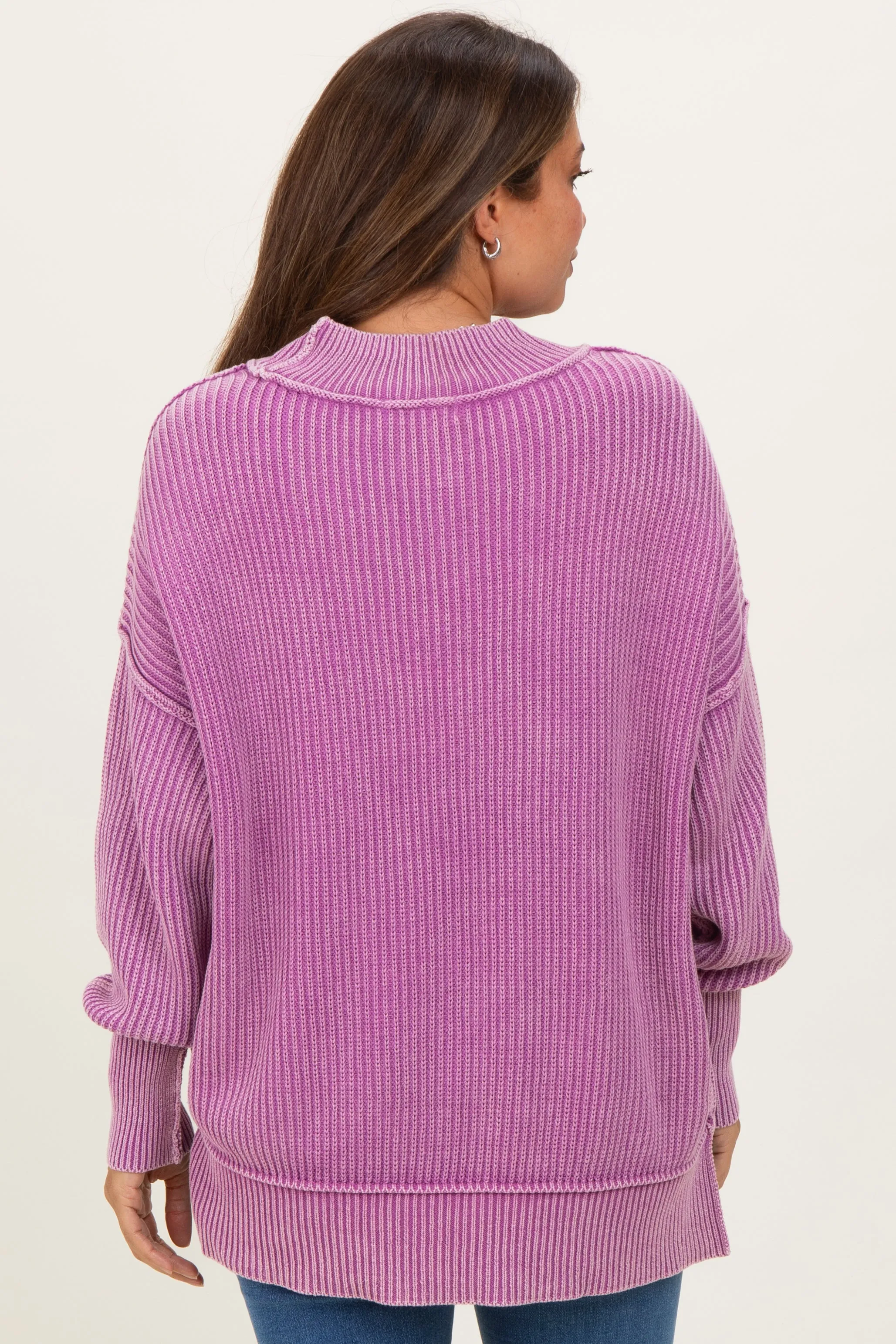 Violet Washed Side Slit Oversized Maternity Sweater sold by Pinkblush product image thumbnail 4