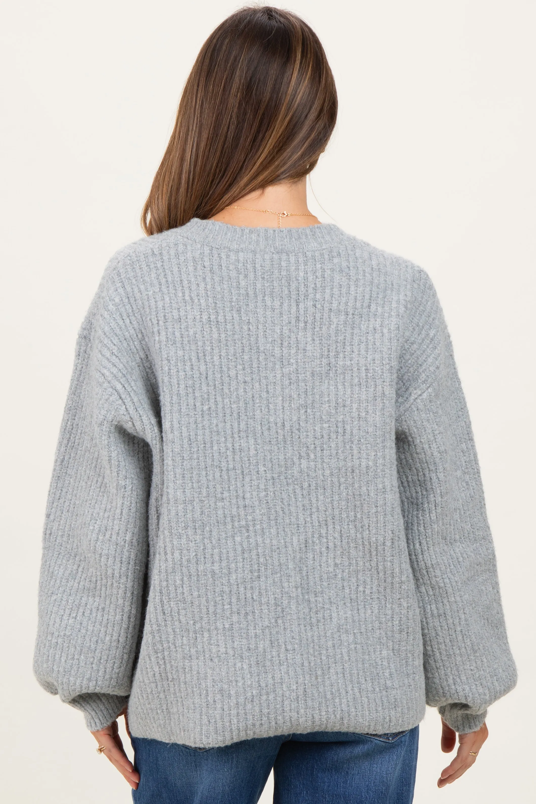 Heather Grey Knit Oversized Maternity Button Cardigan sold by Pinkblush product image thumbnail 4