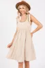 Beige Solid Tie-Shoulder Scoop Neck Dress sold by Pinkblush