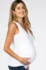 White Crossover Ruched Maternity Nursing Tank sold by Pinkblush