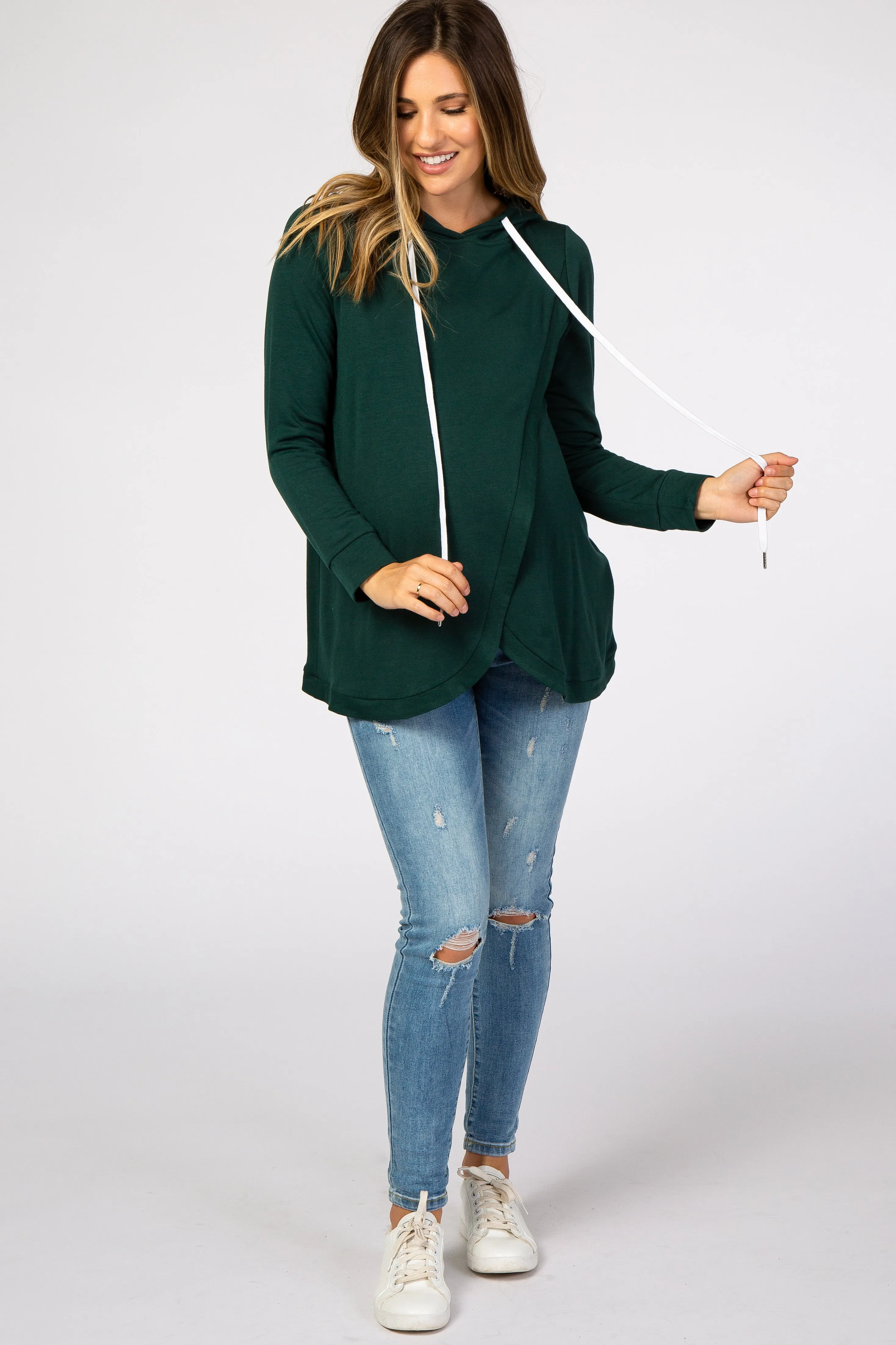 Forest Green Layered Front Maternity/Nursing Fleece Hoodie sold by Pinkblush product image thumbnail 5