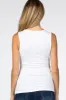 White Crossover Ruched Maternity Nursing Tank sold by Pinkblush