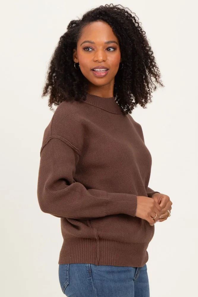 Brown Wide Neck Drop Shoulder Sweater sold by Pinkblush product image thumbnail 3