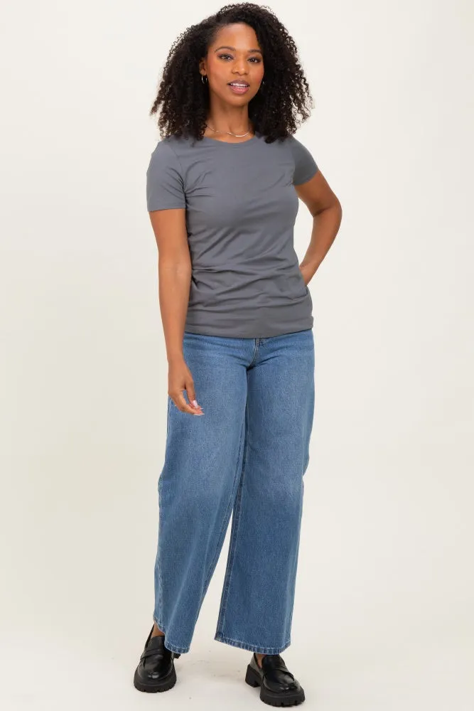 Slate Grey Basic Short Sleeve Tee sold by Pinkblush product image thumbnail 2