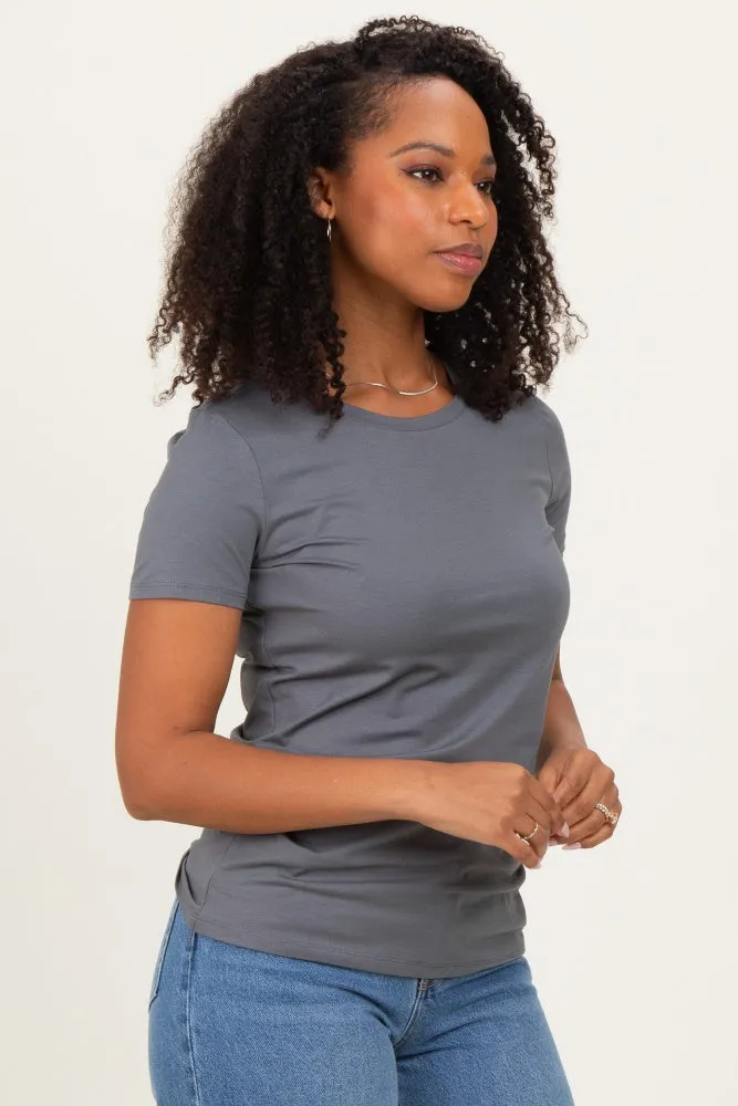 Slate Grey Basic Short Sleeve Tee sold by Pinkblush product image thumbnail 3