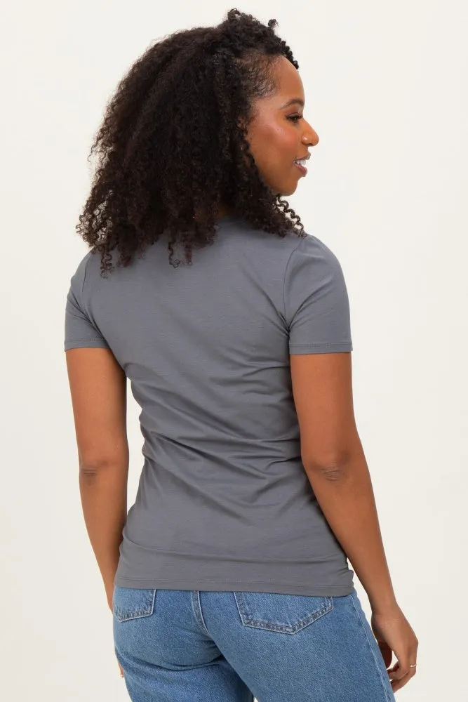 Slate Grey Basic Short Sleeve Tee sold by Pinkblush product image thumbnail 4