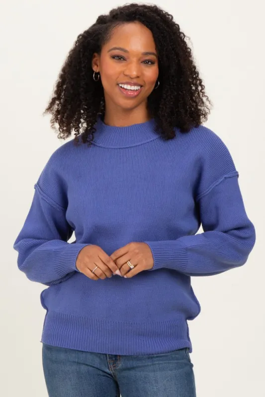 Purple Wide Neck Drop Shoulder Sweater sold by Pinkblush