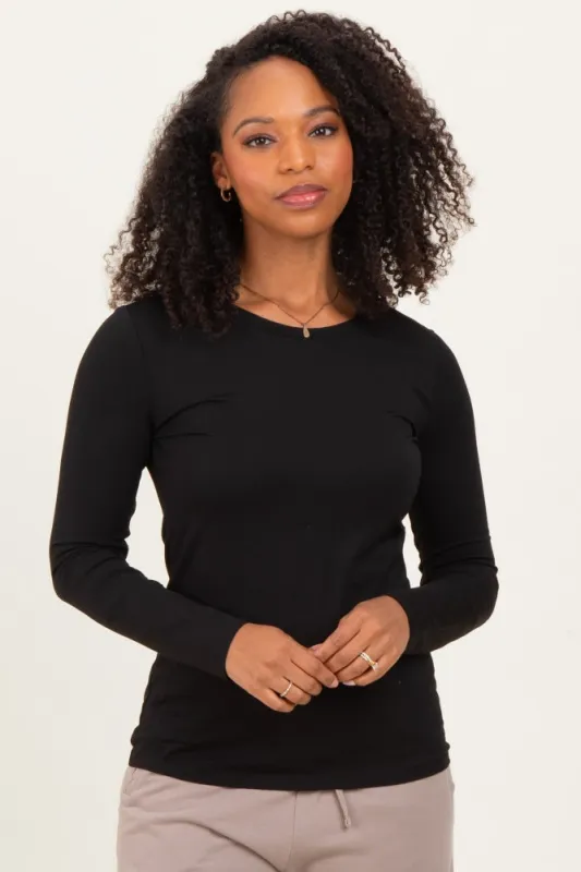 Black Basic Long Sleeve Top sold by Pinkblush