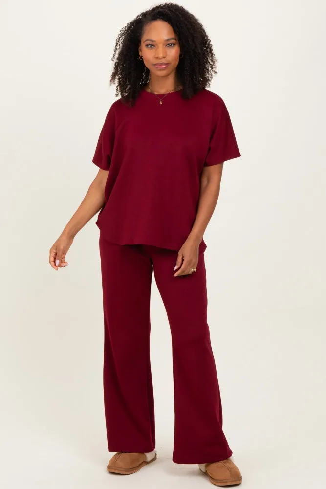 Burgundy Curved Hem Tee Pants Maternity Set sold by Pinkblush product image thumbnail 2