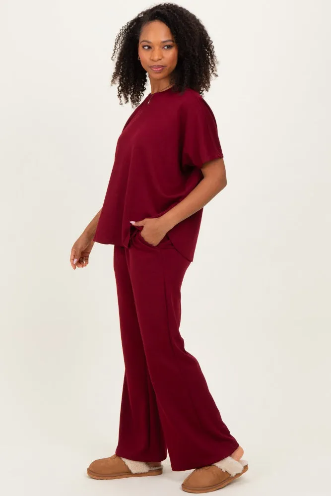 Burgundy Curved Hem Tee Pants Maternity Set sold by Pinkblush product image thumbnail 3