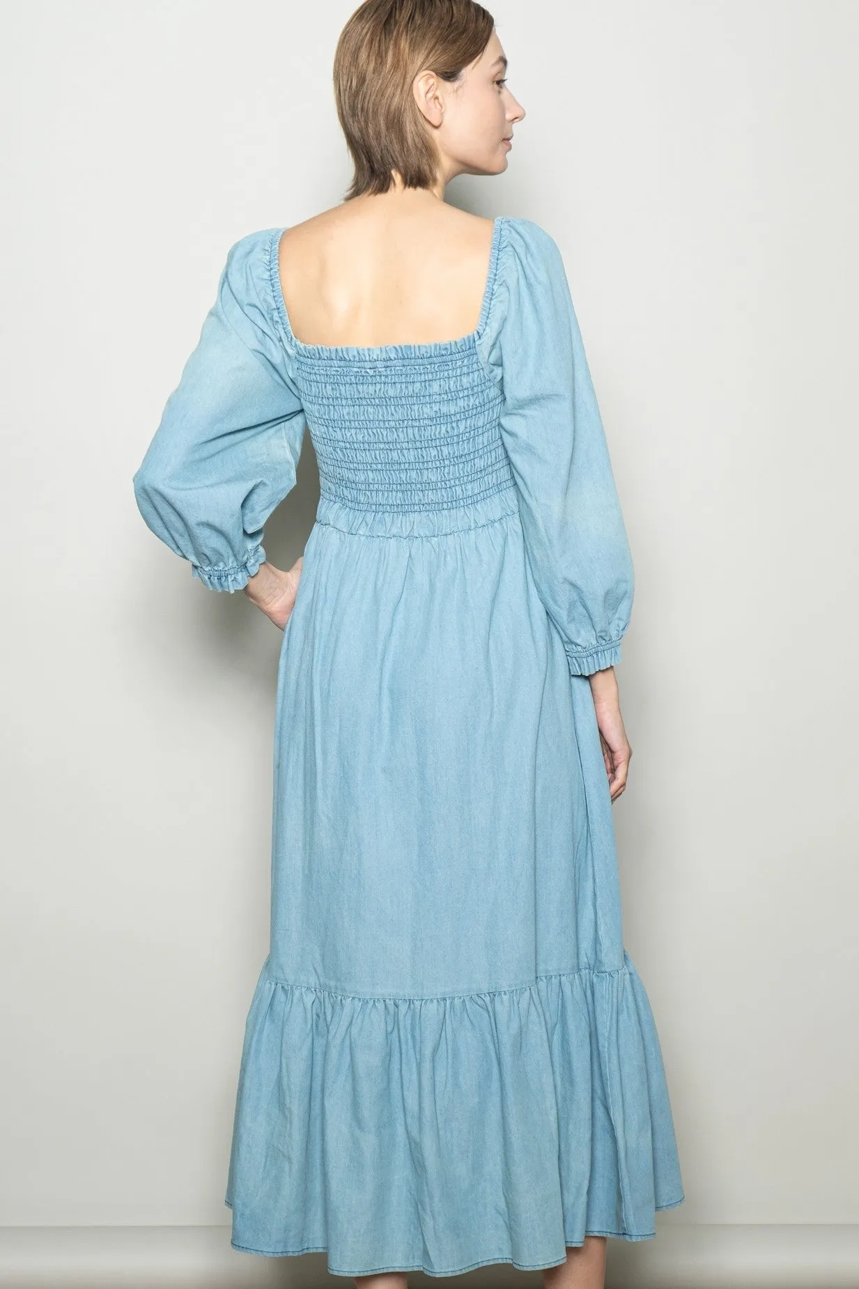 Light Denim Washed Sweetheart Maxi Dress sold by Pinkblush product image thumbnail 4