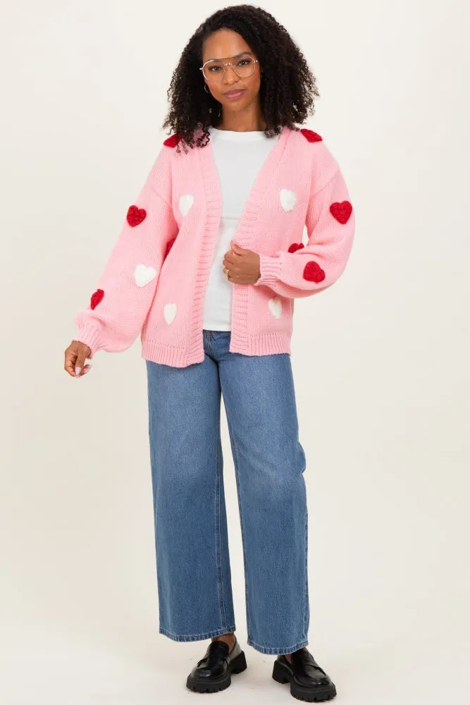 Light Pink Crochet Heart Patch Cardigan sold by Pinkblush