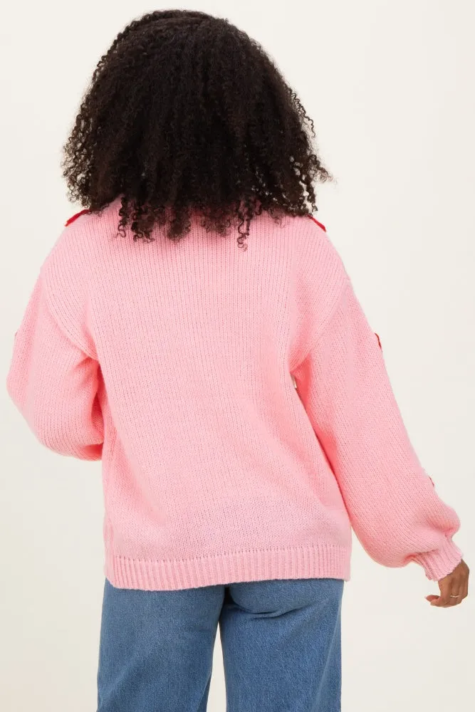 Light Pink Crochet Heart Patch Cardigan sold by Pinkblush product image thumbnail 2