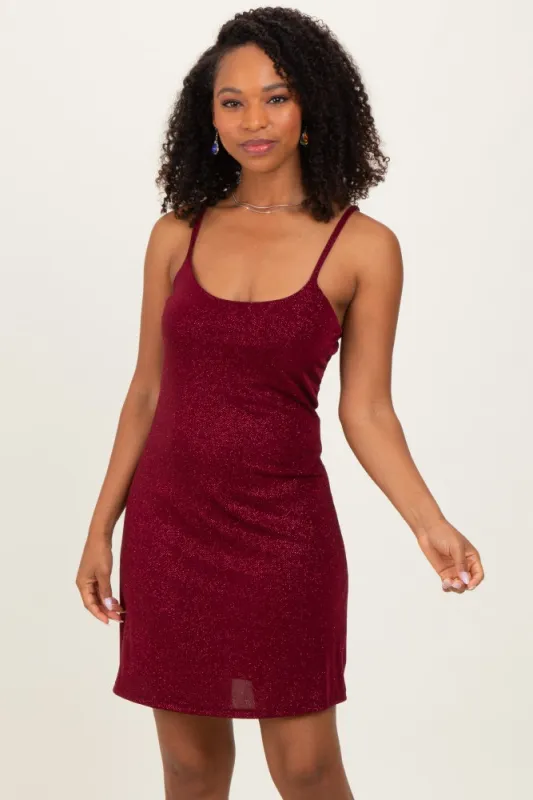 Burgundy Sequin Sleeveless Mini Dress sold by Pinkblush