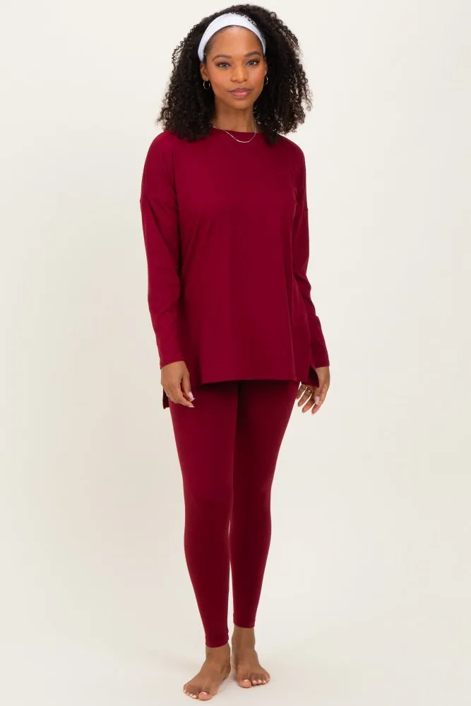 Burgundy Brushed Knit Oversized Top and Legging Set sold by Pinkblush product image thumbnail 2