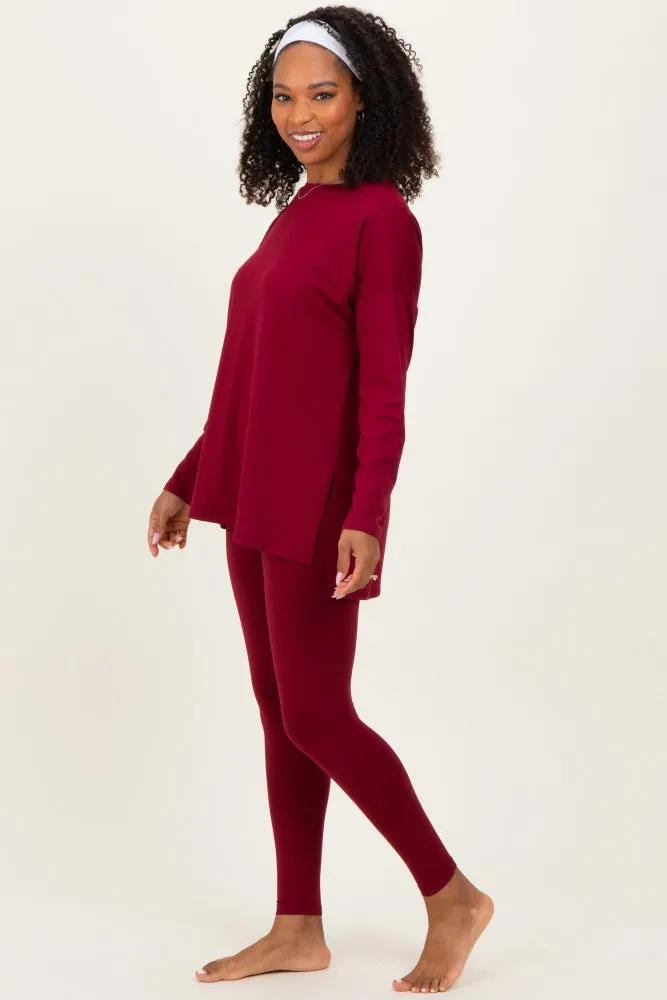 Burgundy Brushed Knit Oversized Top and Legging Set sold by Pinkblush product image thumbnail 3