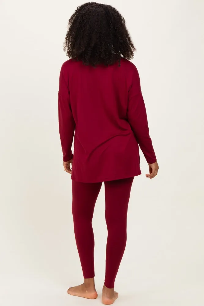 Burgundy Brushed Knit Oversized Top and Legging Set sold by Pinkblush product image thumbnail 4