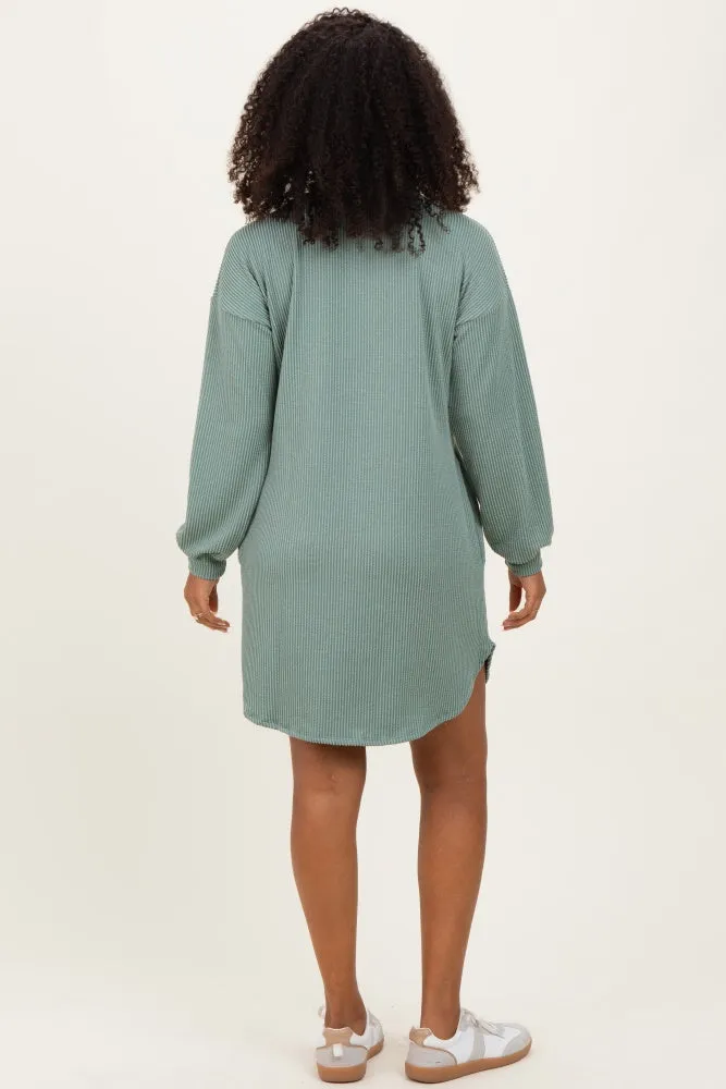 Light Olive Rib Knit Long Sleeve Dress sold by Pinkblush product image thumbnail 4
