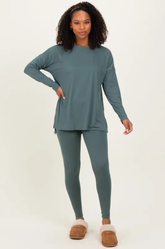 Ash Jade Brushed Knit Oversized Top and Legging Set sold by Pinkblush