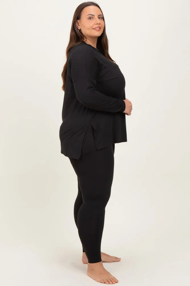 Black Brushed Knit Oversized Top and Legging Plus Set sold by Pinkblush product image thumbnail 3