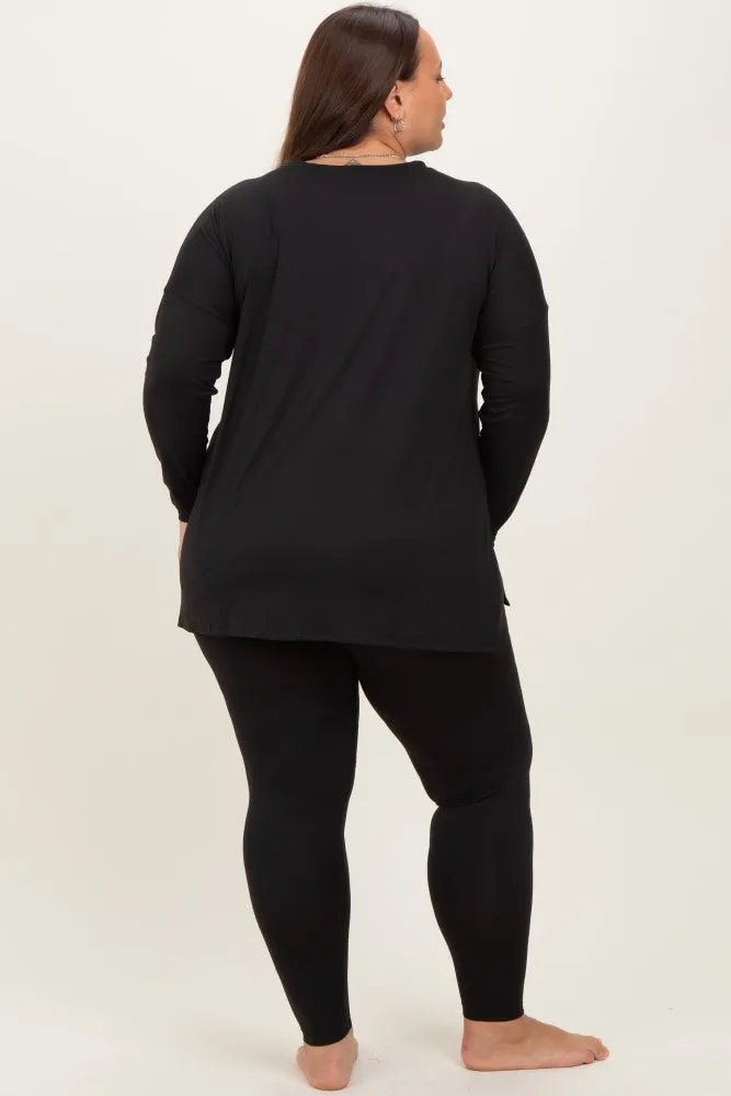 Black Brushed Knit Oversized Top and Legging Plus Set sold by Pinkblush product image thumbnail 4