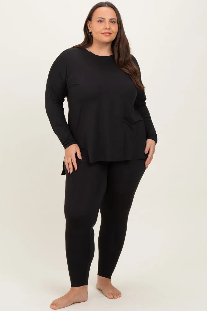 Black Brushed Knit Oversized Top and Legging Plus Set sold by Pinkblush product image thumbnail 2