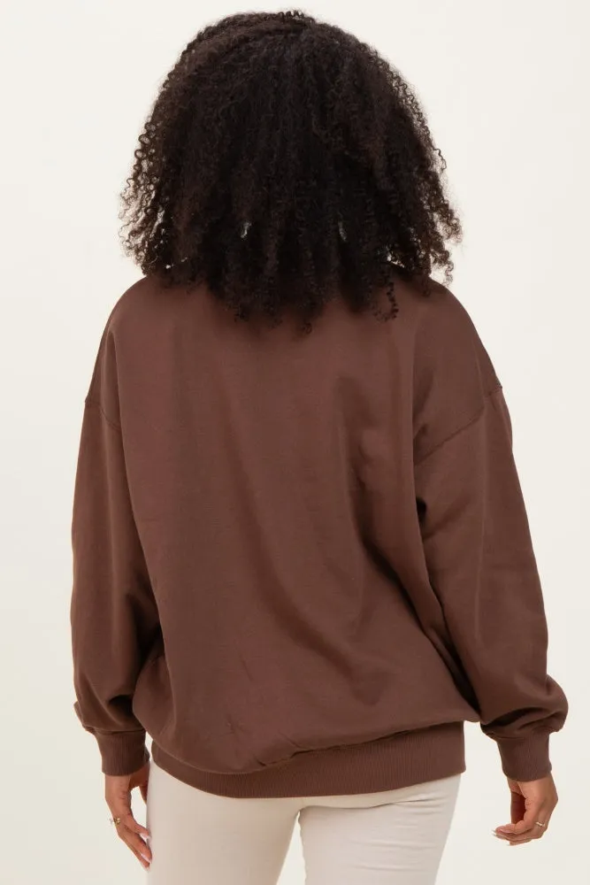 Brown Oversized Fleece Sweatshirt sold by Pinkblush product image thumbnail 4