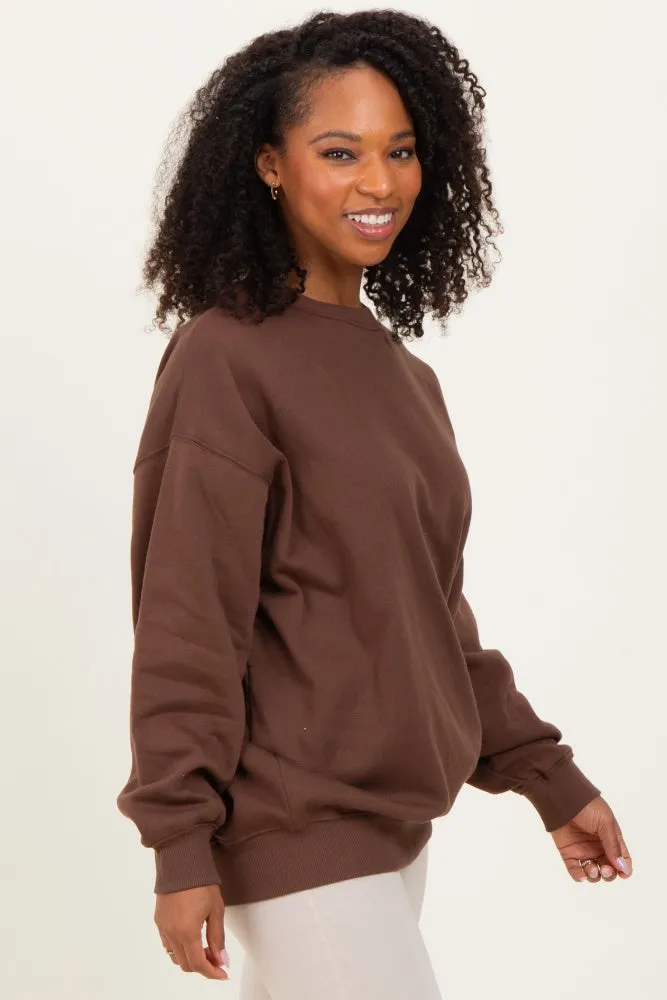 Brown Oversized Fleece Sweatshirt sold by Pinkblush product image thumbnail 3