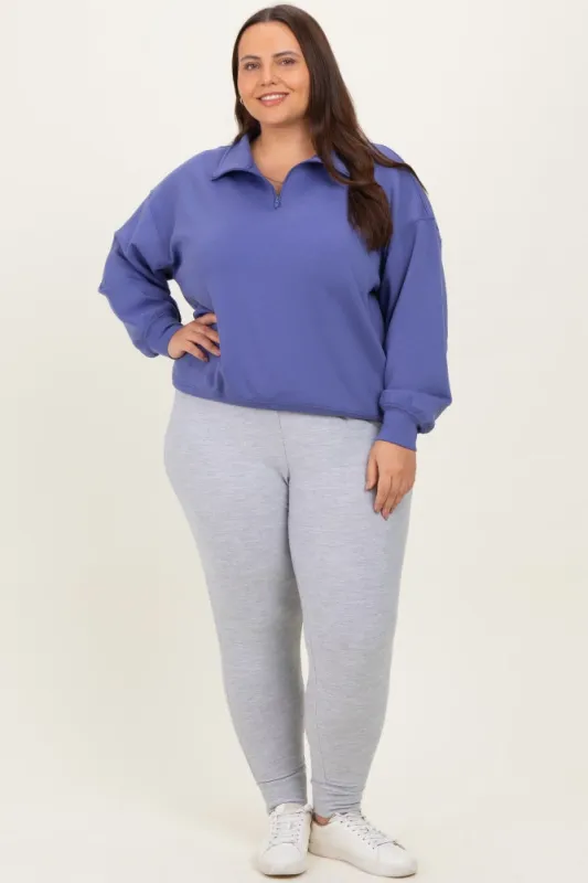 Periwinkle Half Zip Plus Pullover sold by Pinkblush