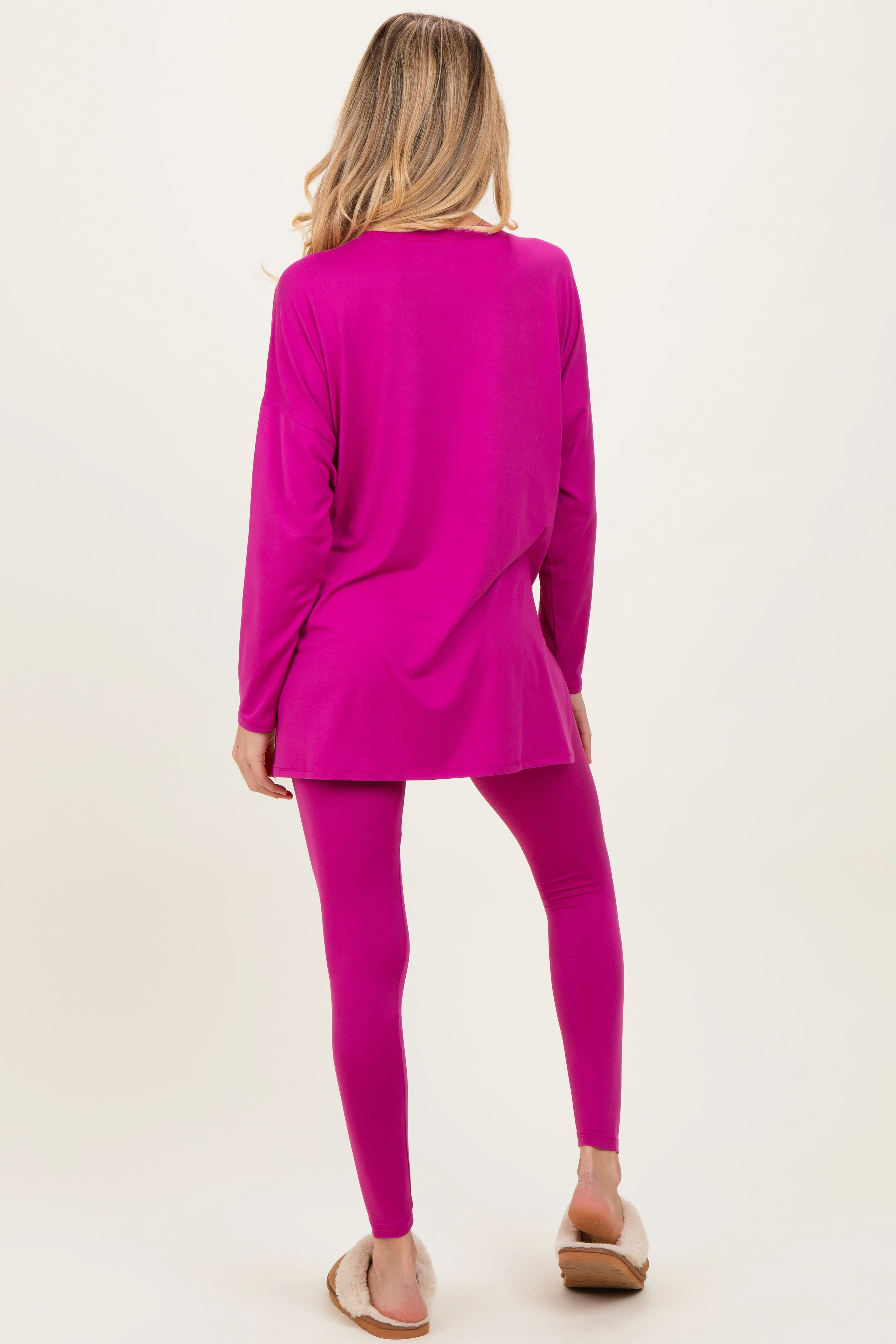 Magenta Brushed Knit Maternity Oversized Top and Legging Set sold by Pinkblush product image thumbnail 3