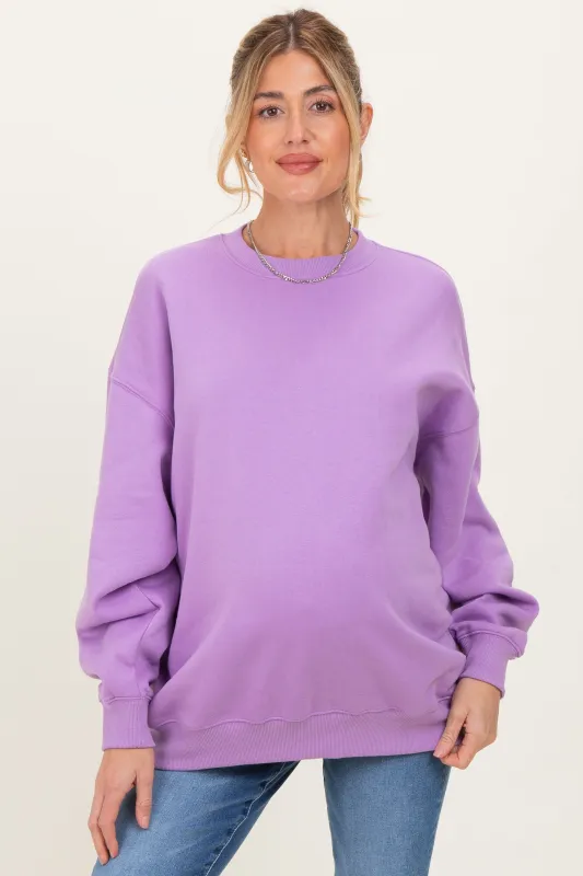 Lavender Oversized Maternity Fleece Sweatshirt sold by Pinkblush