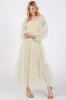 Light Olive Mesh Tiered Long Sleeve Maternity Maxi Dress sold by Pinkblush