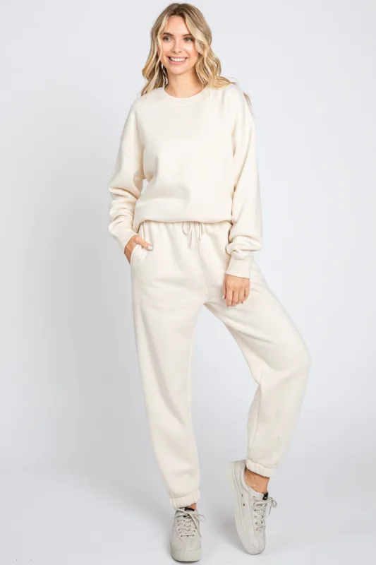Ivory Basic Fleece Sweatpants sold by Pinkblush