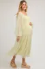 Light Olive Mesh Tiered Long Sleeve Maternity Maxi Dress sold by Pinkblush